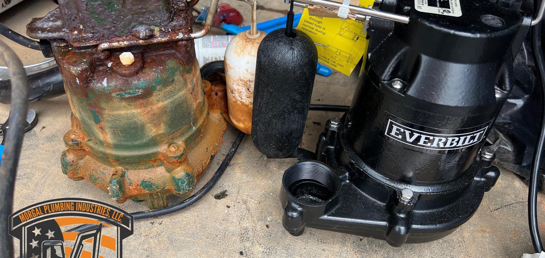 Old and new sump pumps