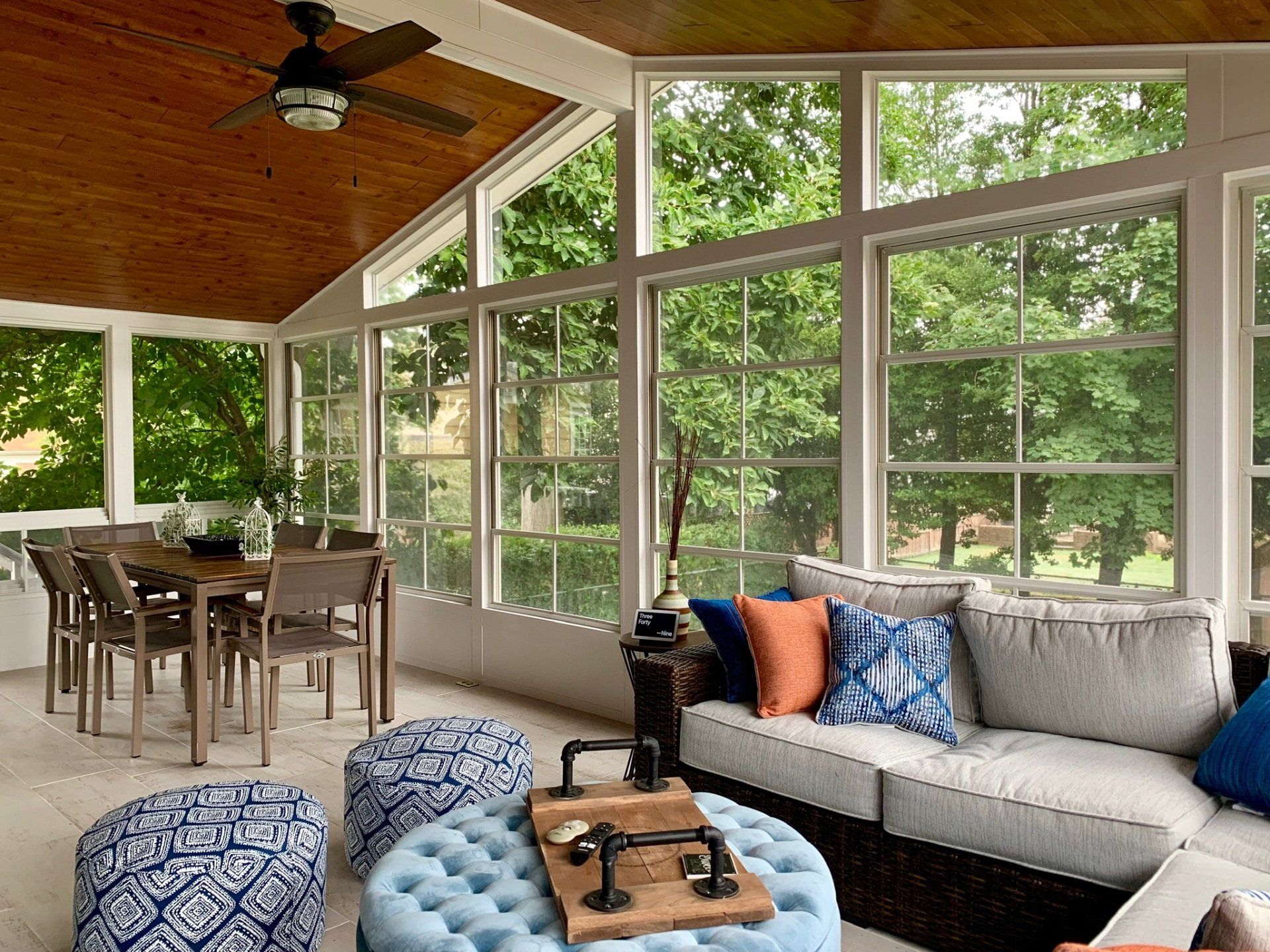 Inside a beautiful sunroom