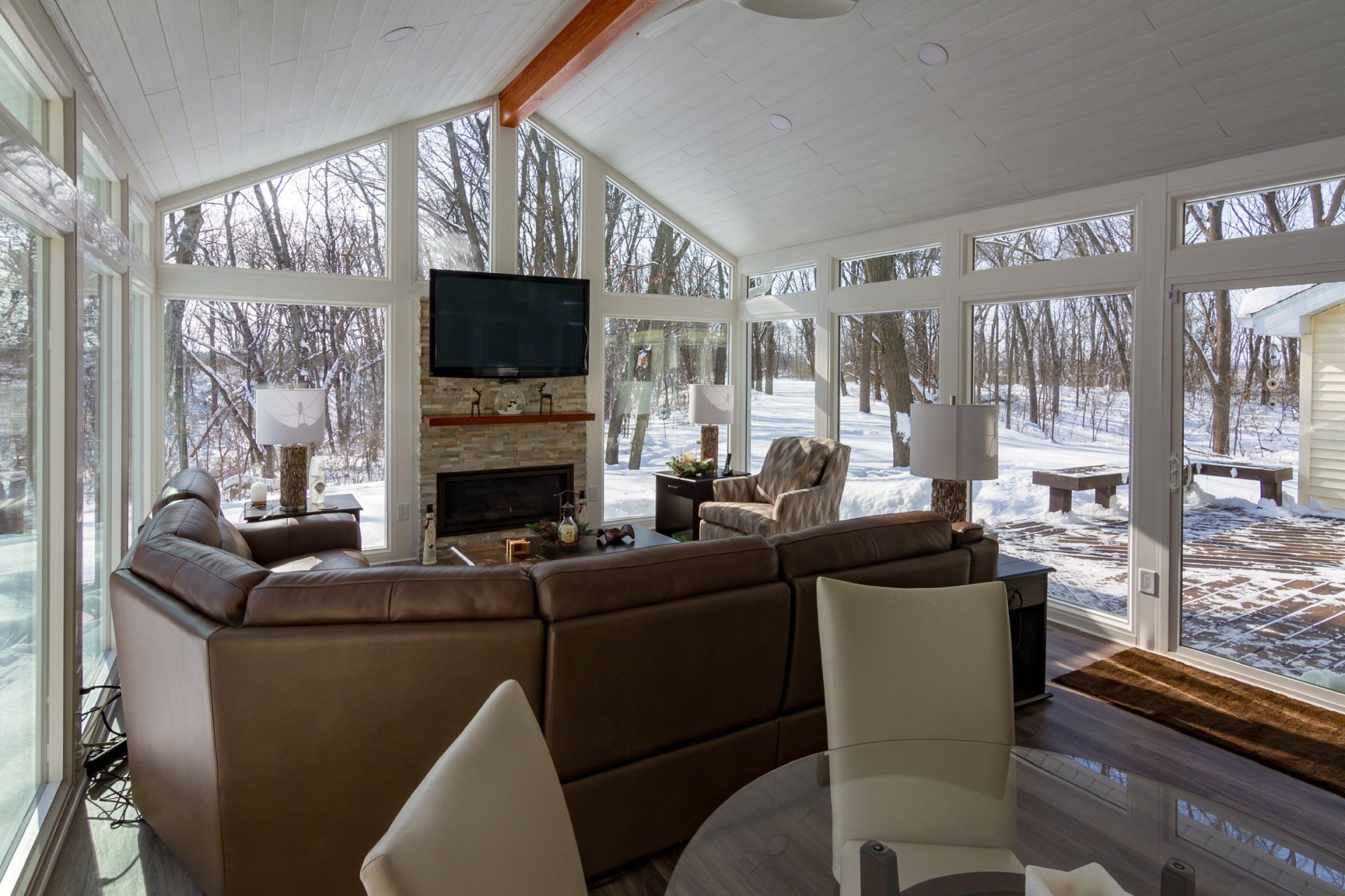 Inside a beautiful sunroom