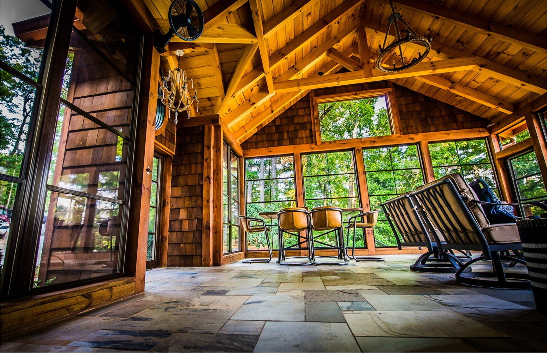 Inside a beautiful sunroom