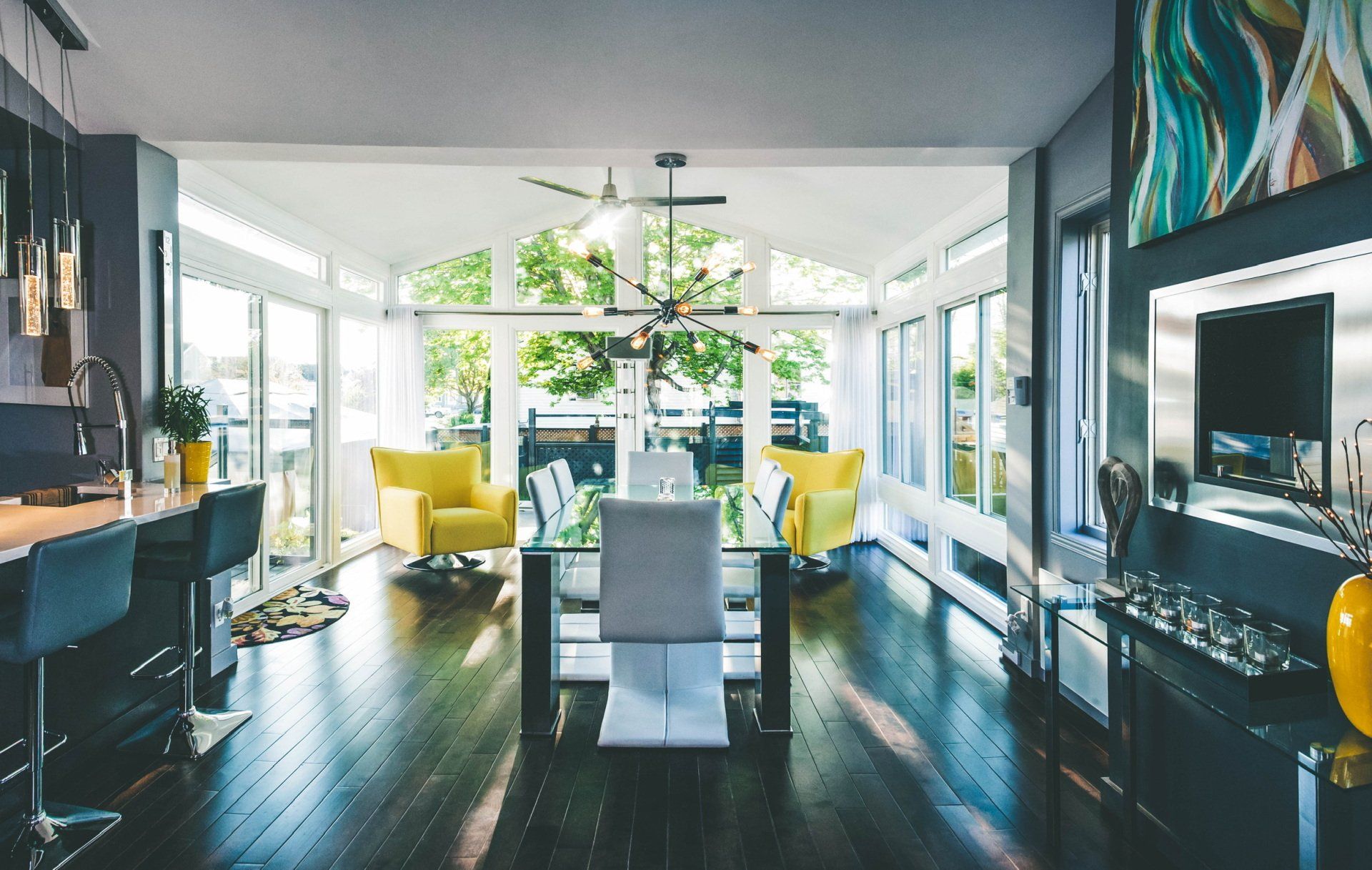 Inside a beautiful sunroom