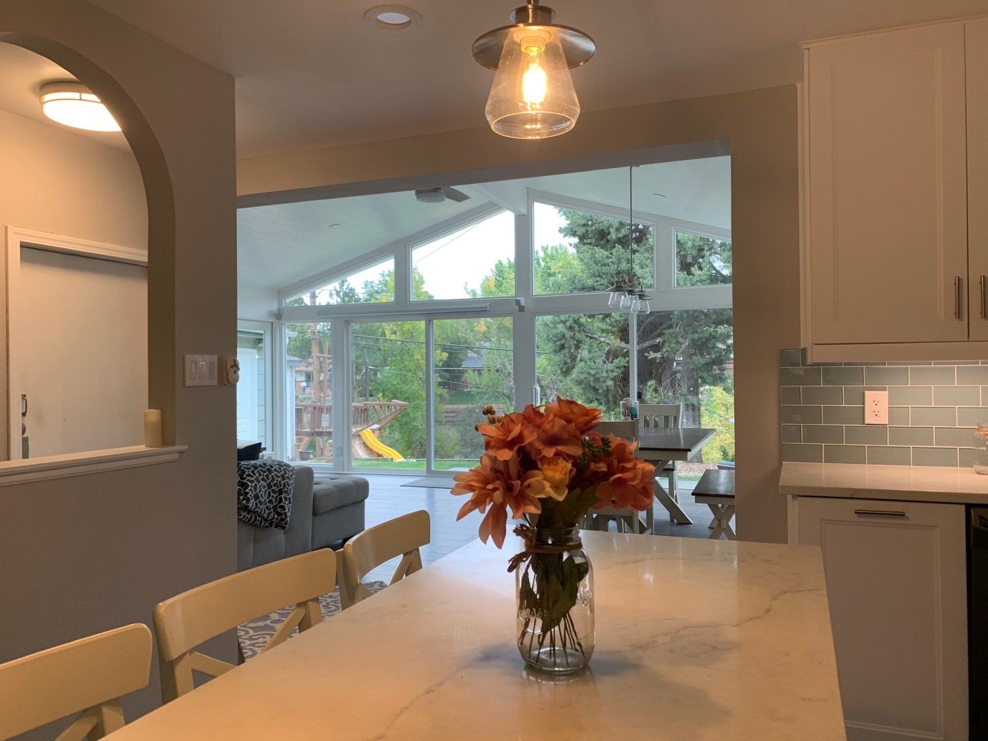 Inside a beautiful sunroom