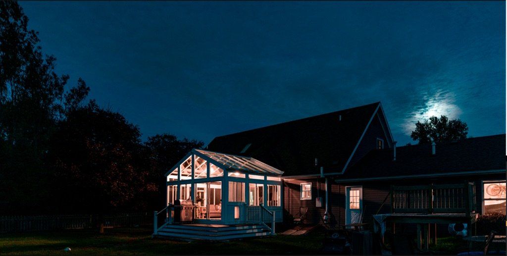 Sunroom at night