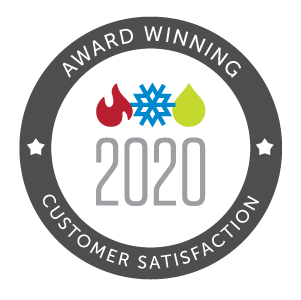 A dark grey circular badge reading 