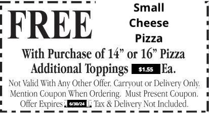 FREE Small One Topping Pizza Coupon