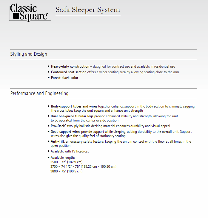 Sofa Sleeper System