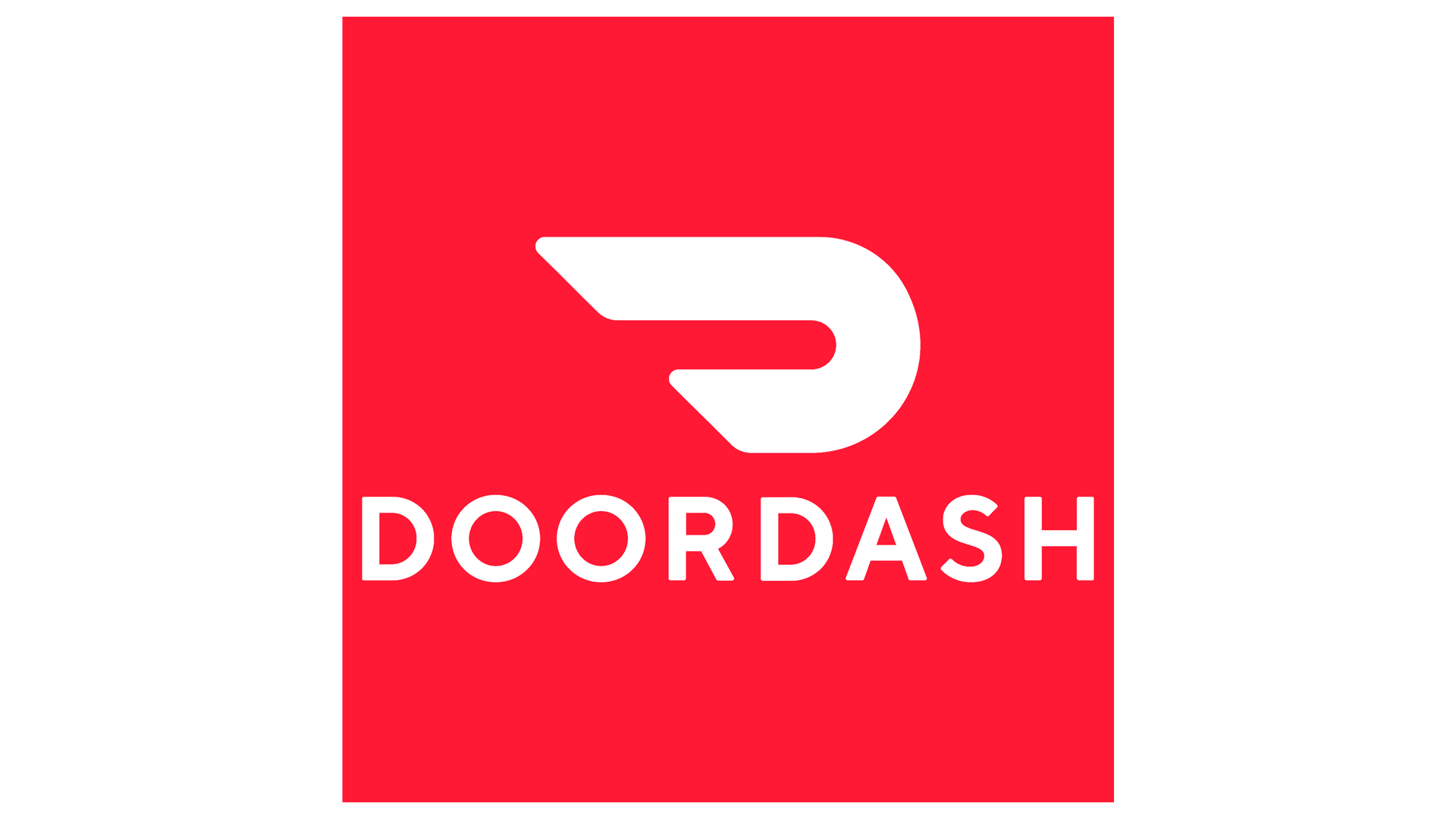 The doordash logo is a red square with a white arrow on it.