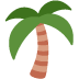 Cartoon palm tree with green fronds and a brown-striped trunk on a white background