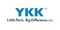YKK logo: blue letters,