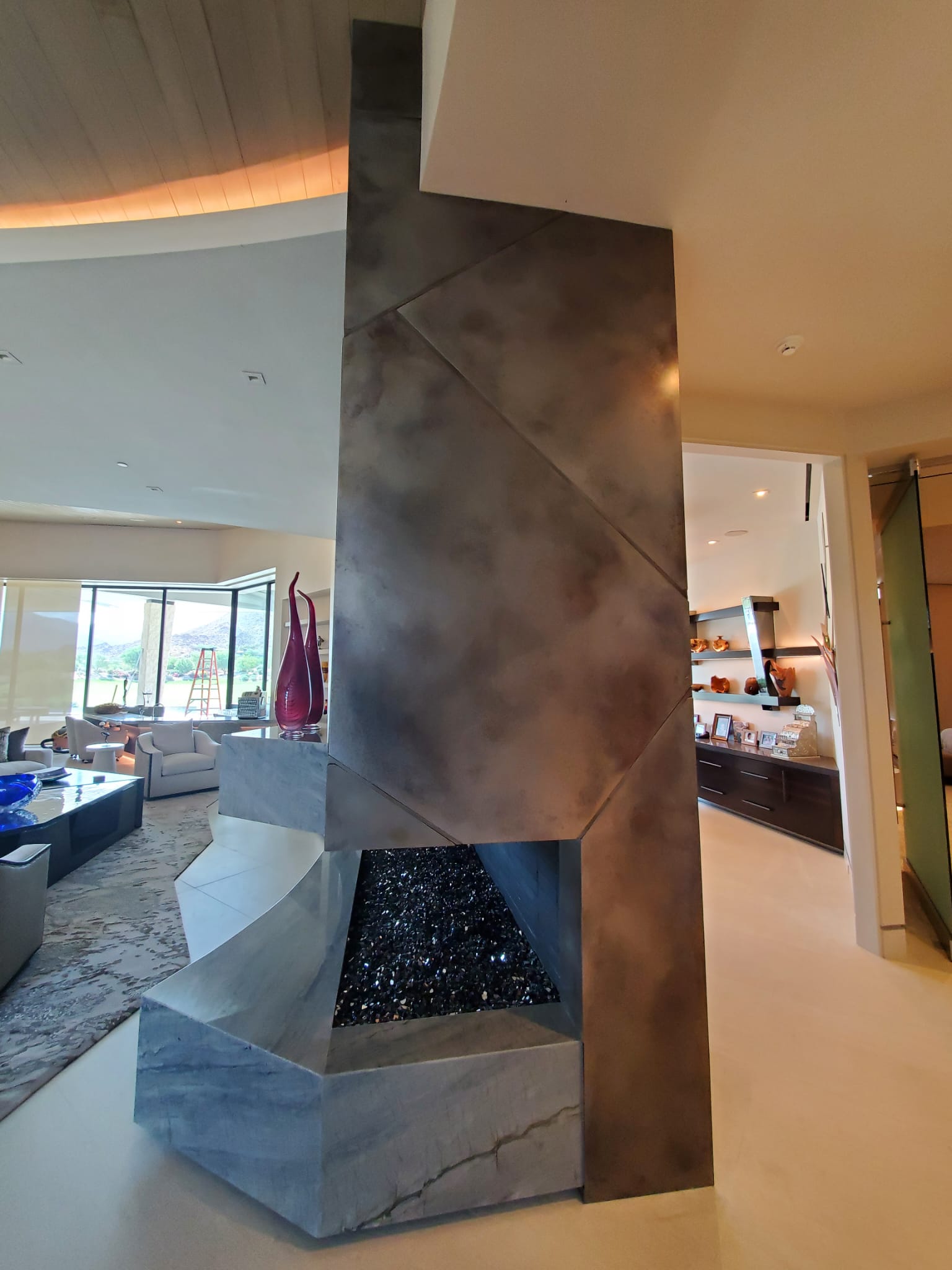 Custom residential fireplace - side