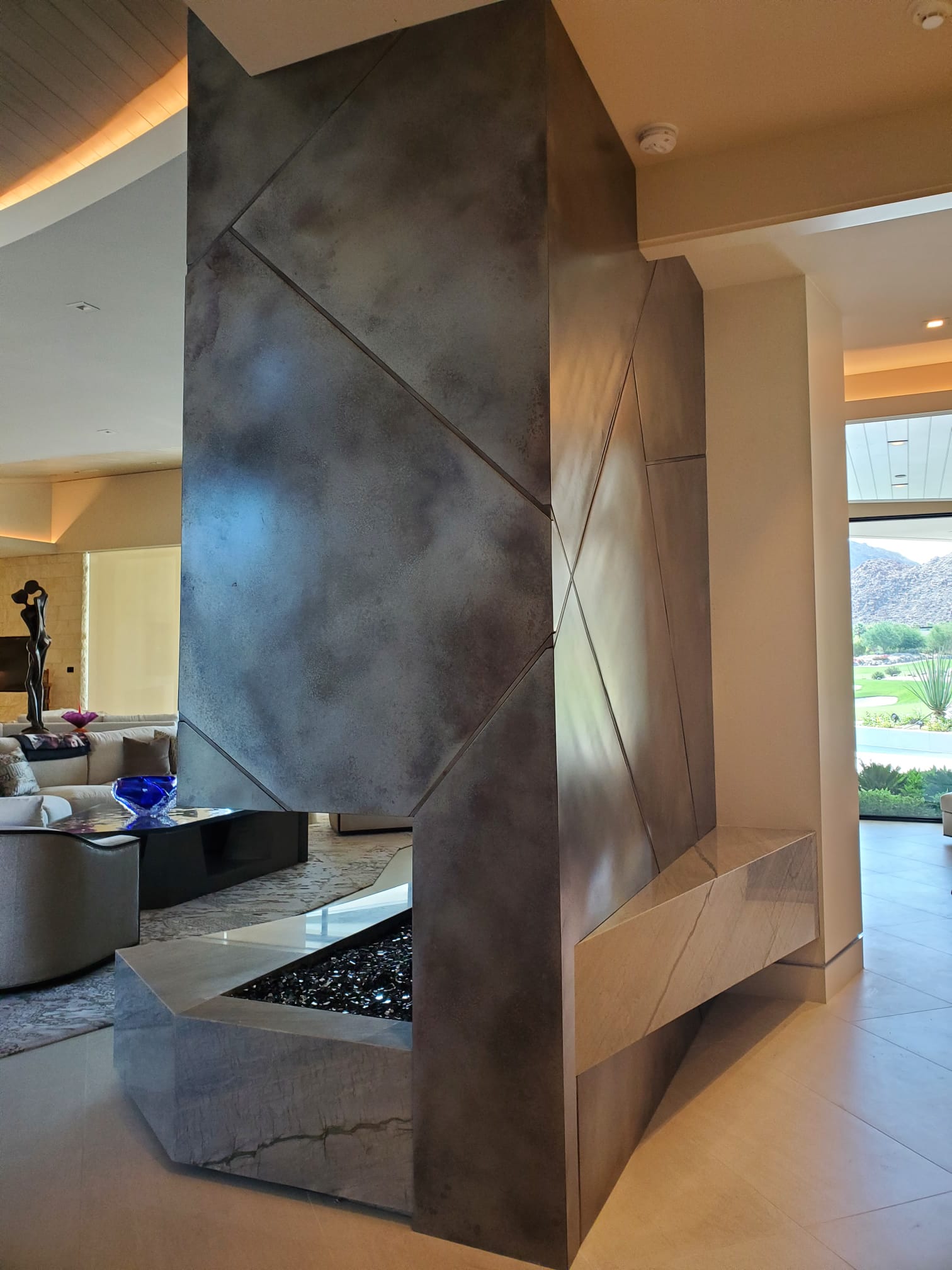 Custom residential fireplace - side