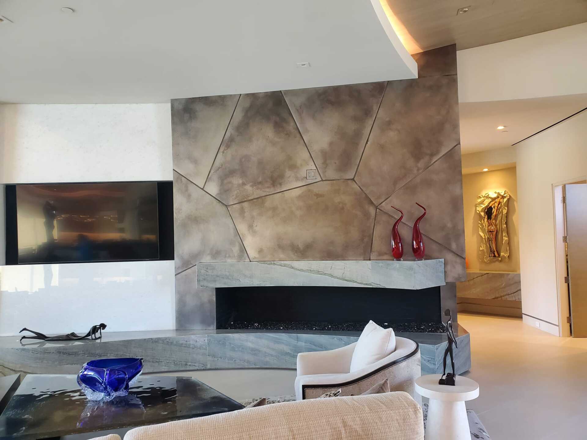 Custom residential fireplace - front