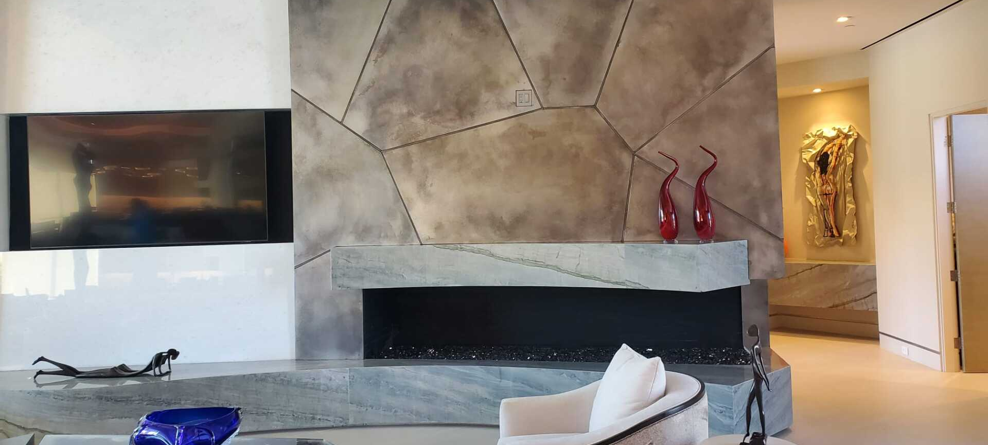 Custom residential fireplace - front