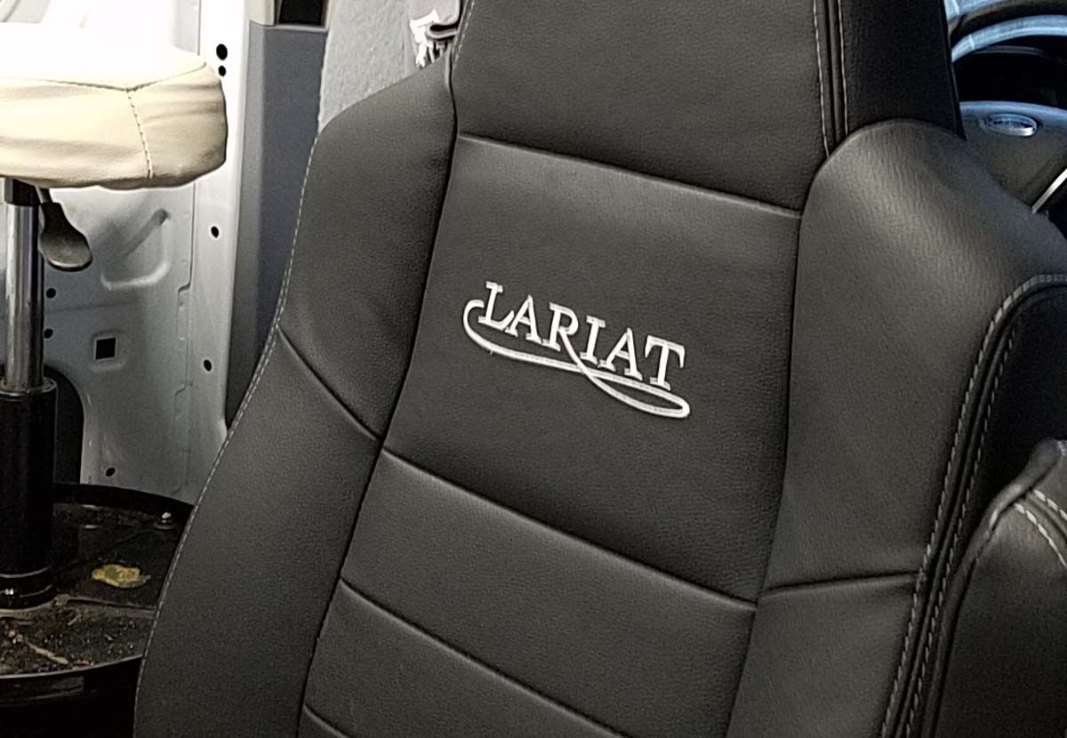 Black leather car seat with 