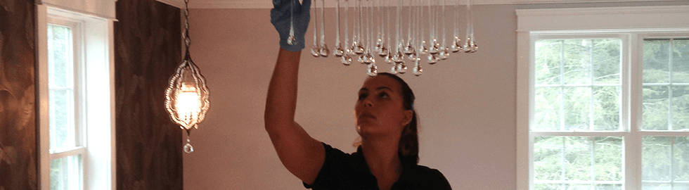 Woman fixing light