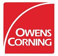 Owens Corning logo: white text on a red square with a white arch.