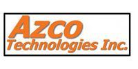 The logo for azco technologies inc. is orange and white.