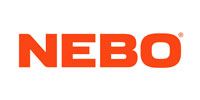 The logo for nebo is red and white on a white background.