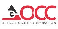 The logo for the optical cable corporation is red and black.