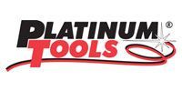 The logo for platinum tools is a red and black logo with a red ribbon.