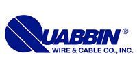 The logo for quabbin wire and cable co. inc. is blue and white.