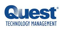 The quest technology management logo is blue and white.