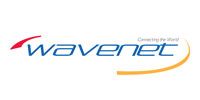 The wavenet logo is blue and orange and says growing the world.