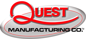 The quest manufacturing company logo is a red and white oval.