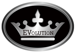 A silver crown with the word evolution on it
