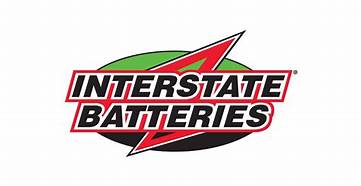 The logo for interstate batteries has a lightning bolt on it.