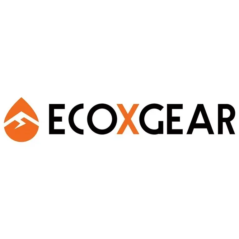 The logo for ecoxgear is orange and black on a white background.