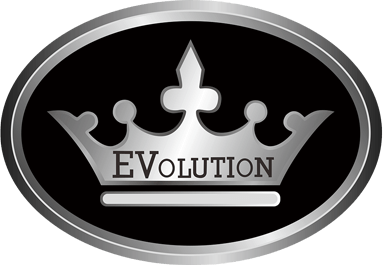A silver crown with the word evolution on it