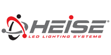 The logo for heise led lighting systems is black and red.