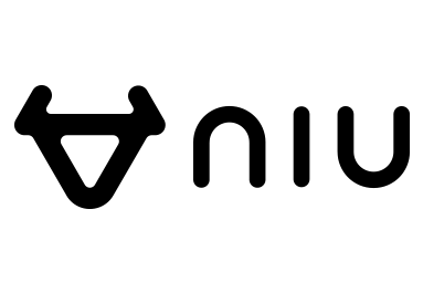 Black stylized logo and the word “niu” on a white background