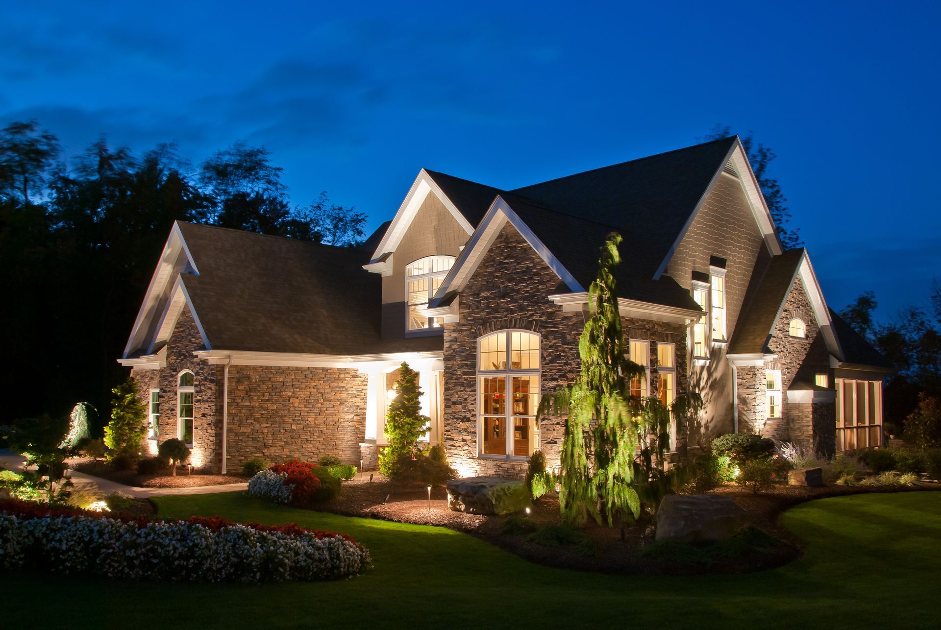 Home exterior at night