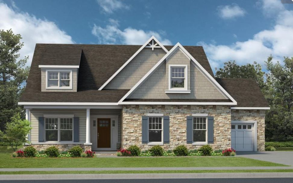 an artist 's impression of a house with a brown roof