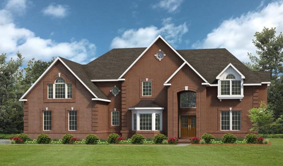 an artist 's impression of a large brick house