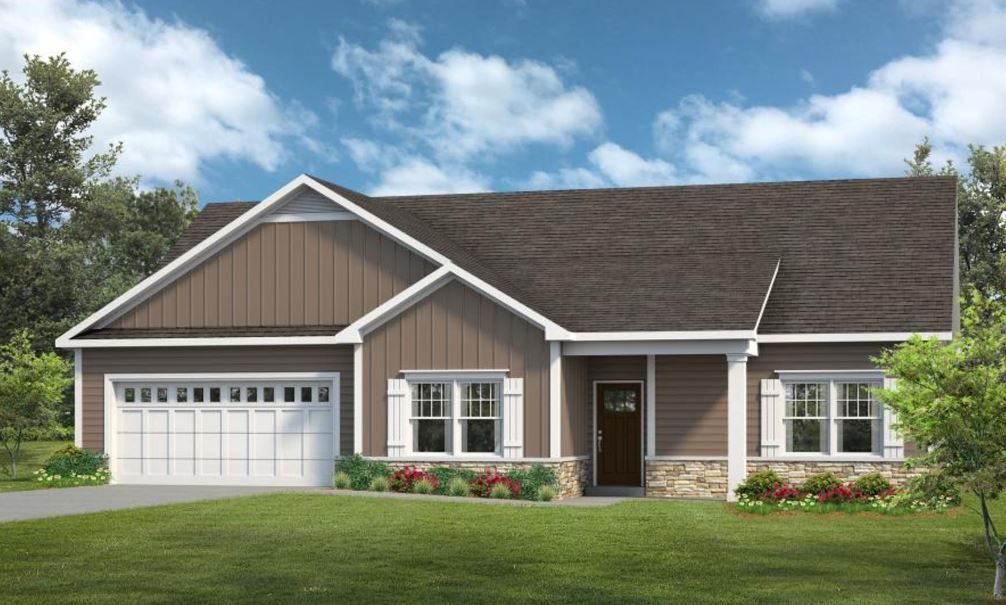 an artist 's impression of a house with a brown siding