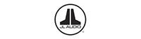 JL Audio logo, black and white, featuring a stylized