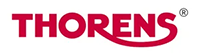THORENS logo in red with a stylized underline under the