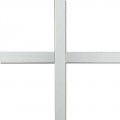 A close up of a white cross on a white background.