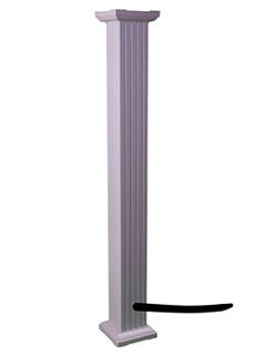 A white column with a black outline of the letter i on a white background.