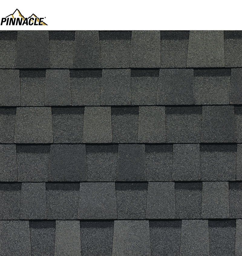 A close up of pinnacle shingles on a roof