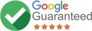 Google Guaranteed badge with a green checkmark, text, and five orange stars.