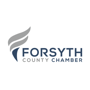 Forsyth County Chamber logo with stylized gray and blue graphic and text
