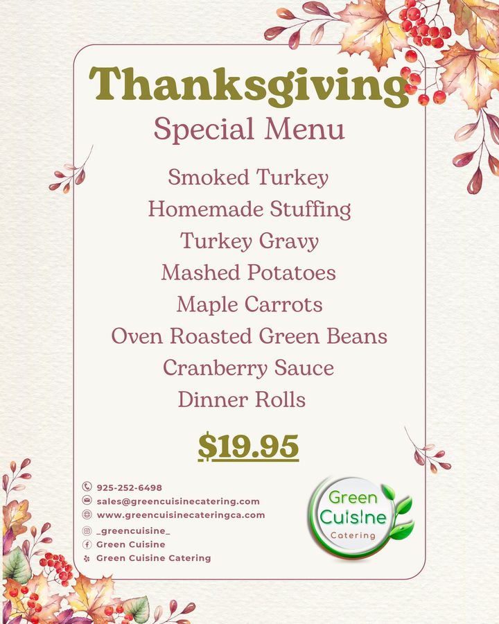 Thanksgiving special menu
