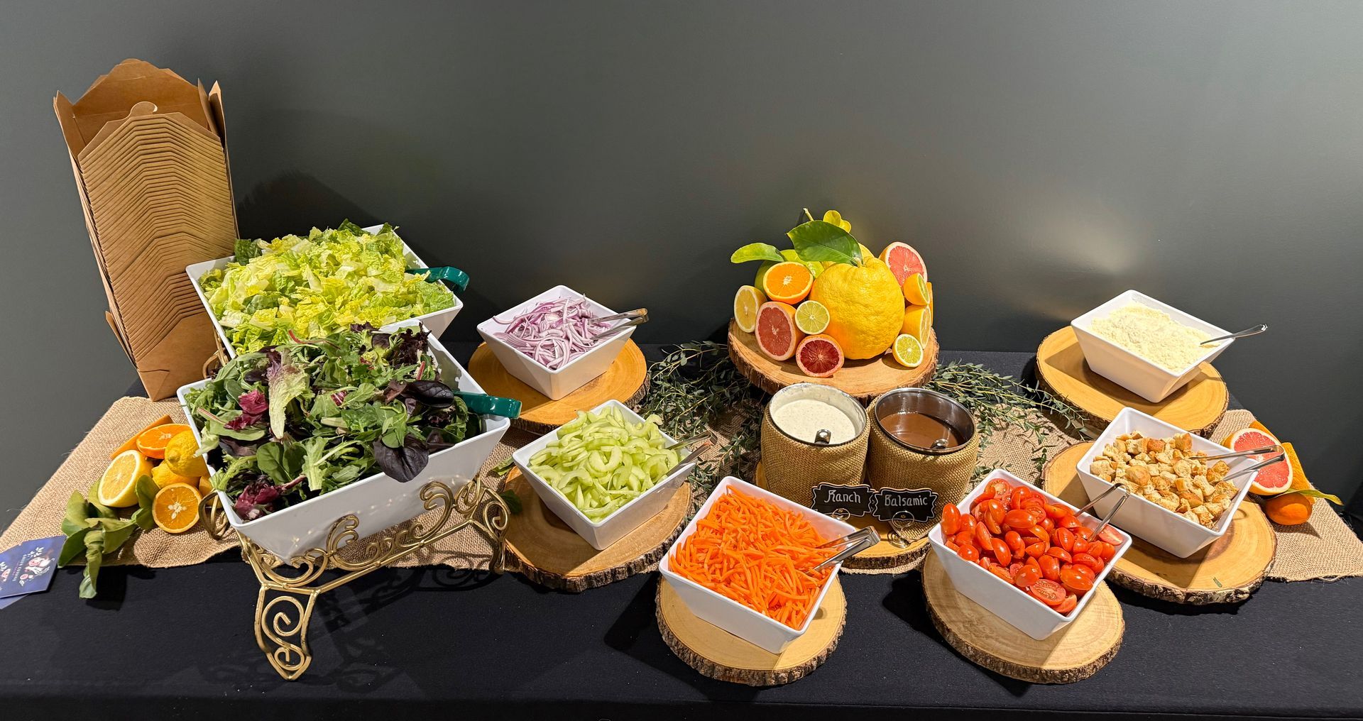 There are many different types of food on the table.