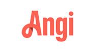 Angi logo in coral red on a white background