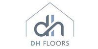 DH Floors logo with a gray house outline and stylized gray “dh” lettering