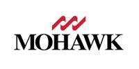 Mohawk logo in black text with red double wave above it on a white background